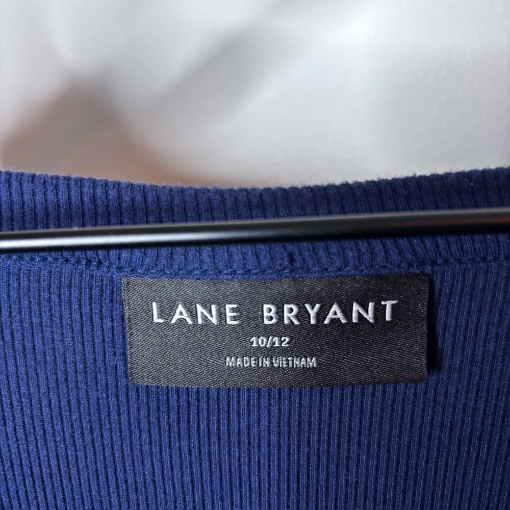 Lane Bryant ribbed top with puff sleeves navy blue 10/12 - Picture 4 of 11